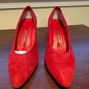 Jasmine Scarlet Suede Pointed Pumps